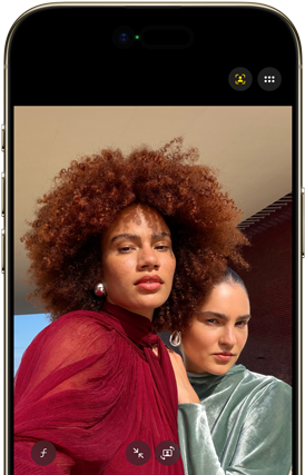 iPhone 17, exterior front, Blue Mist color, Dynamic island centered, buttons: action button, volume