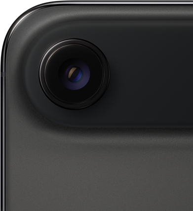 iPhone Air, back exterior, Space Black color, top rounded corner, single-lens Fusion camera system