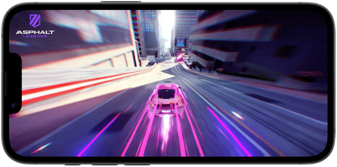 iPhone 17e showing a racing game being played