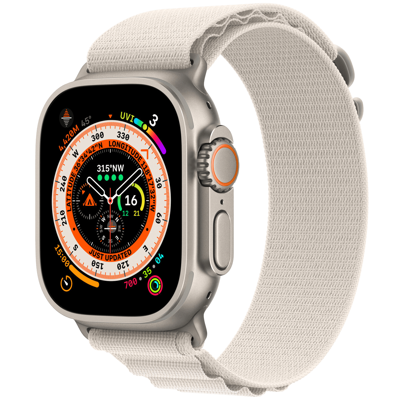 Apple Watch Ultra Titanium Case with Alpine Loop - starlight-alpine, large