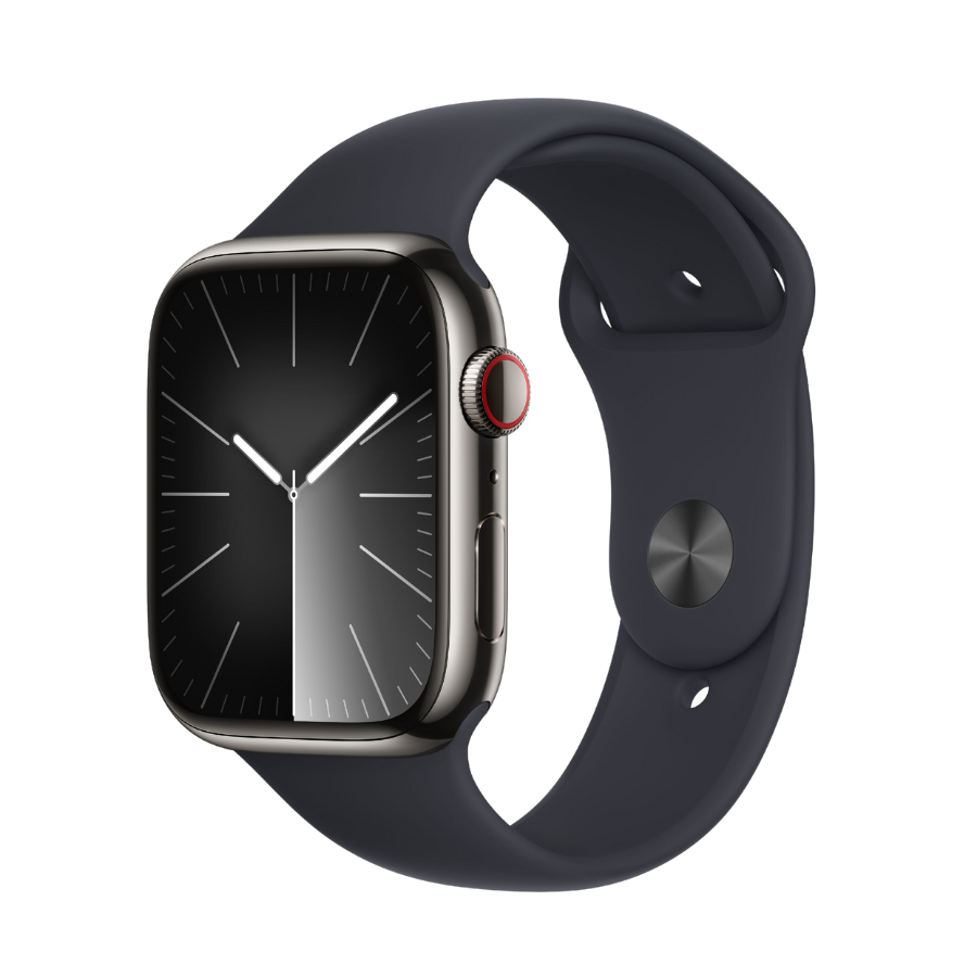 Apple Watch Series 9 Stainless Steel with Sport Band/GPS+Cellular/Graphite/45mm/M/L