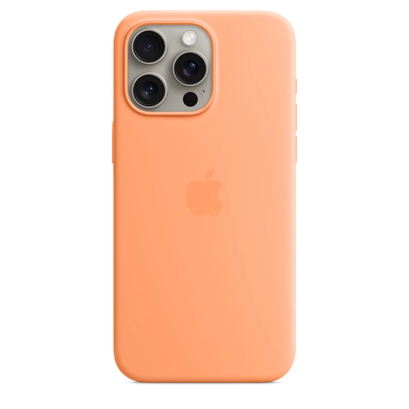 iPhone 15 Pro Silicone Case with MagSafe - orange-sorbet