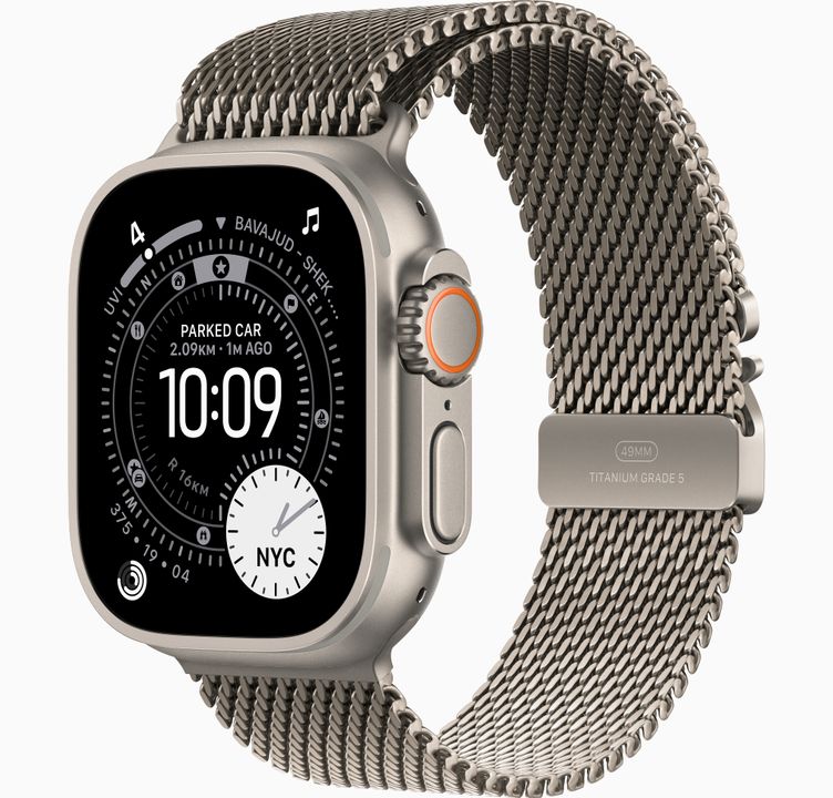 Apple Watch Ultra 3  - milanese-loop, large, natural-titanium