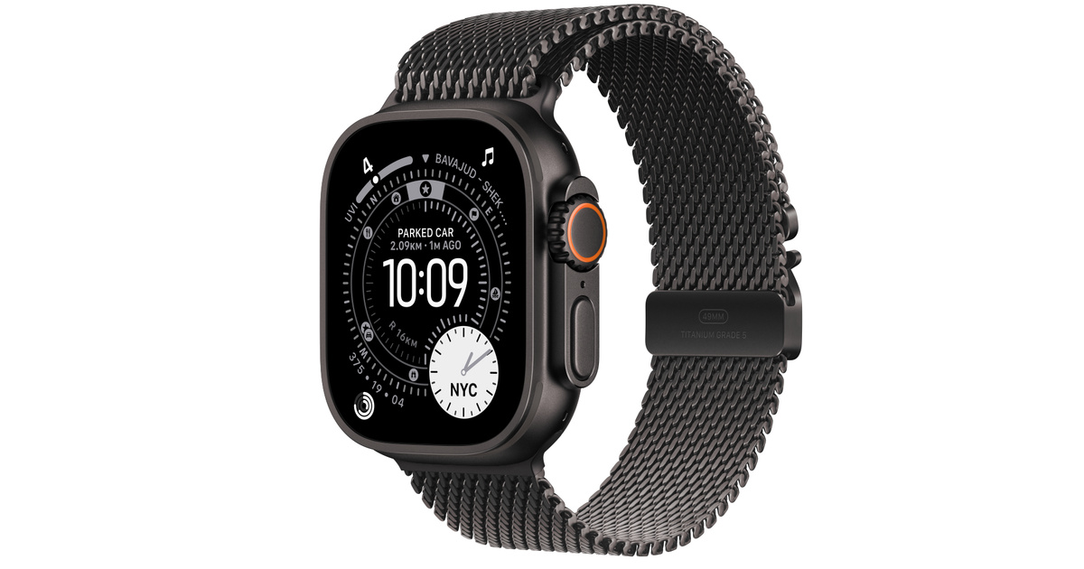 Apple Watch Ultra 3  - milanese-loop, large, black-titanium