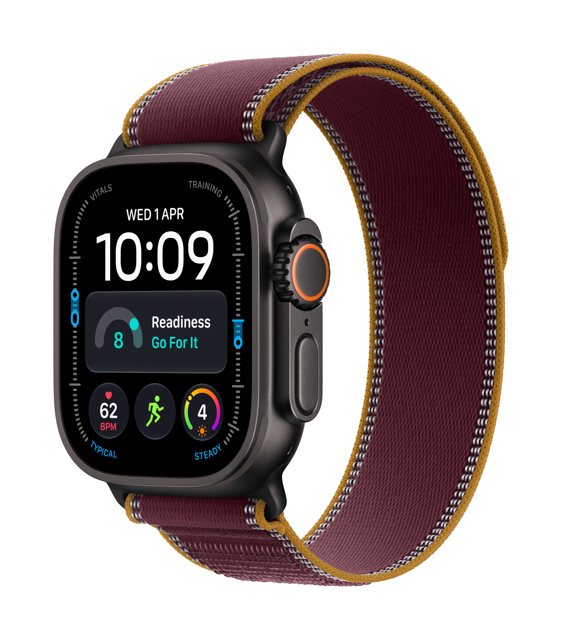 Apple Watch Ultra 4 - black-titanium, burgundy-alpine-loop, small