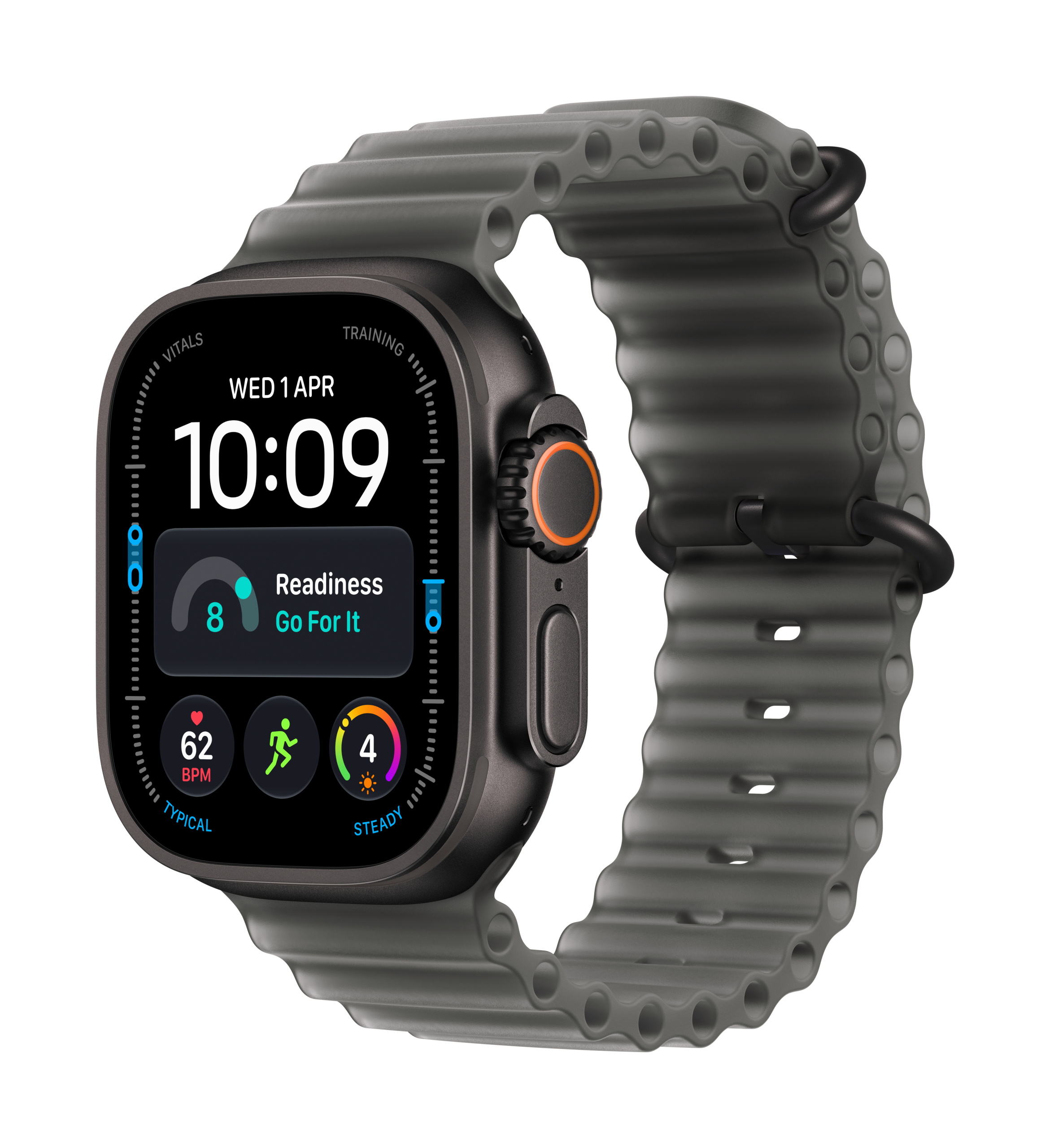 Apple Watch Ultra 4 - black-titanium, translucent-black-ocean-band,