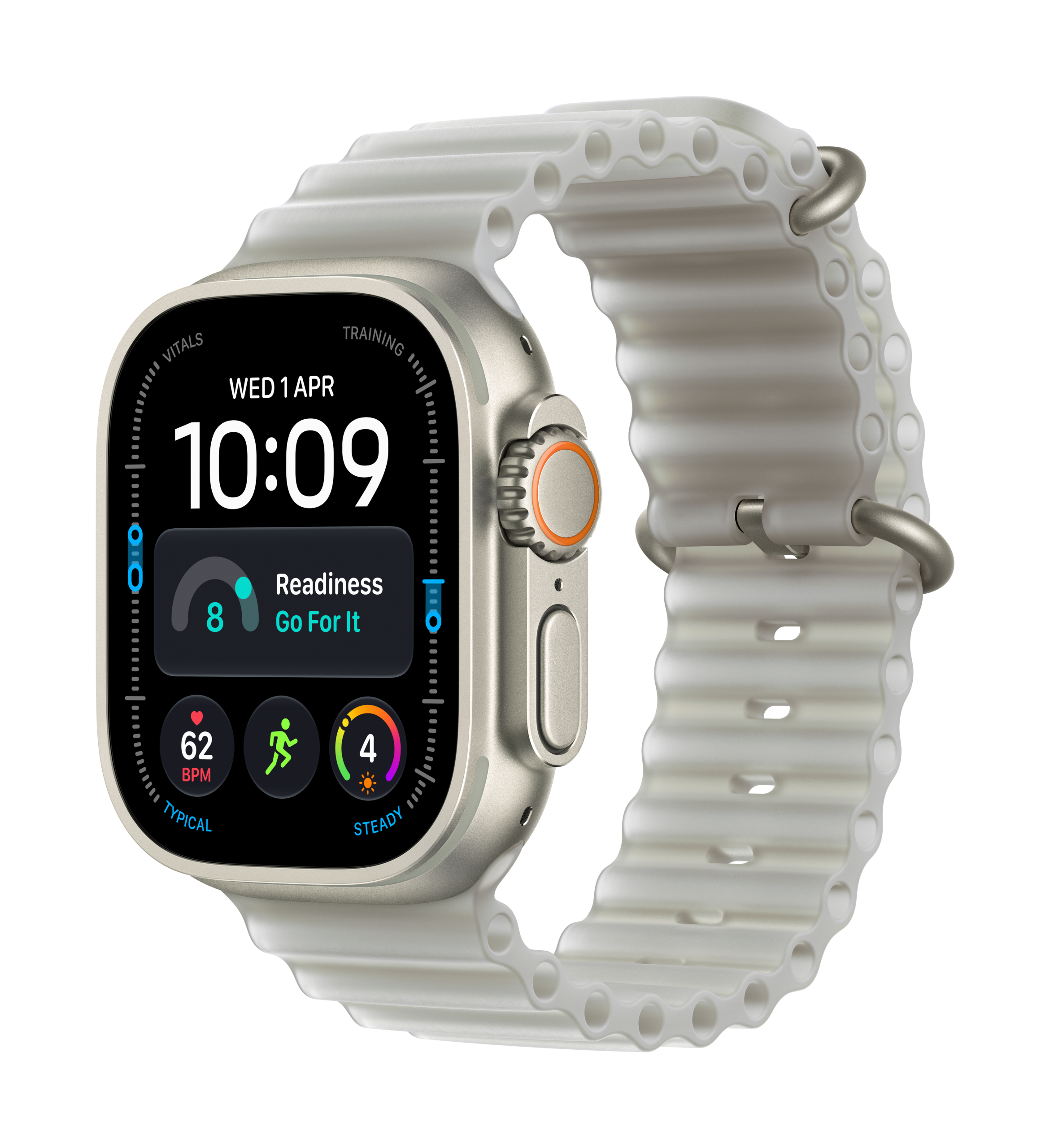 Apple Watch Ultra 4 - natural-titanium, translucent-grey-ocean-band,